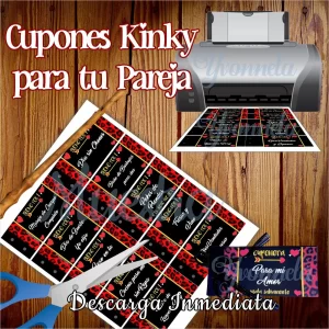 Cupones Kinky imprimibles, juego sexy de pareja.