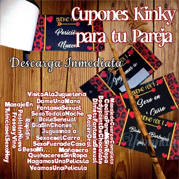 Cupones Kinky imprimibles, juego sexy de pareja.