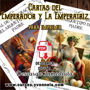 Paquete de cartas, del Emperador y la Emperatriz, para rituales de integración con los arquetipos, del Padre y de la Madre para imprimir